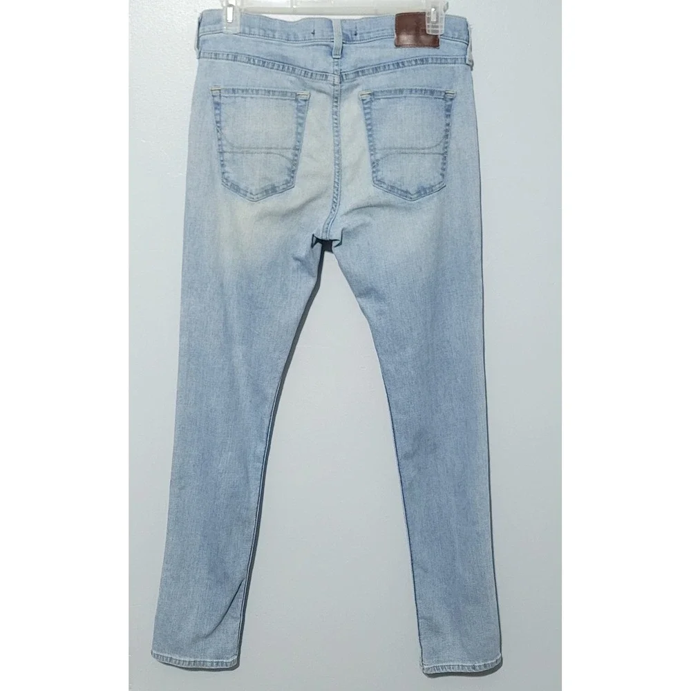 Hollister Advanced Stretch Skinny Jeans Mens 34x34 Light Wash Blue Denim Pants
